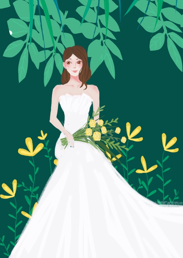 绿色森系白纱新娘