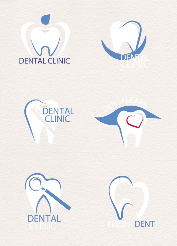 扁平蓝色牙科诊室logo元素
