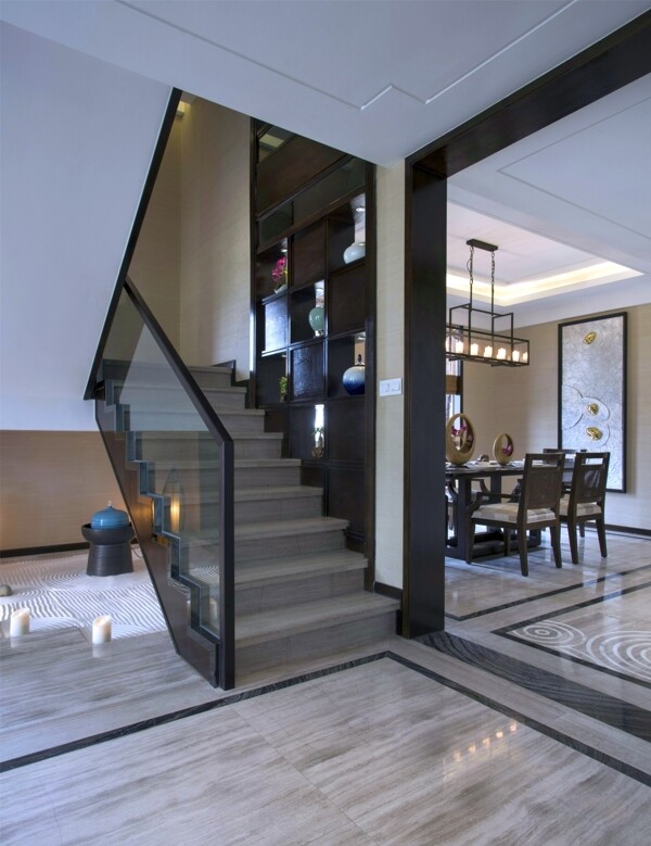 现代简约风室内设计客厅楼梯效果图JPG源文件