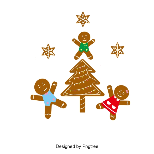 圣诞姜饼和棕色平圣诞树