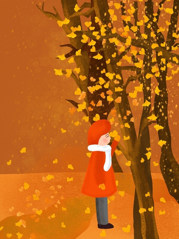 手绘风景立秋节气海报背景