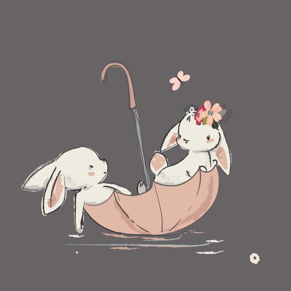 小兔子雨伞里