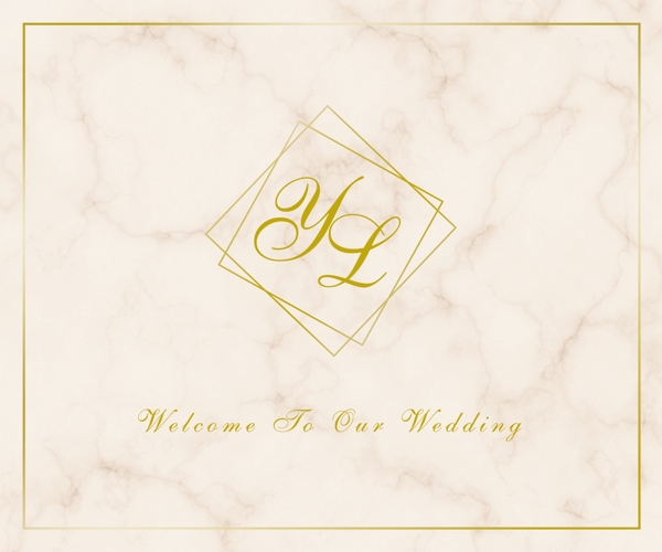 金色大理石风婚礼logo