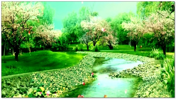 环保绿树河水