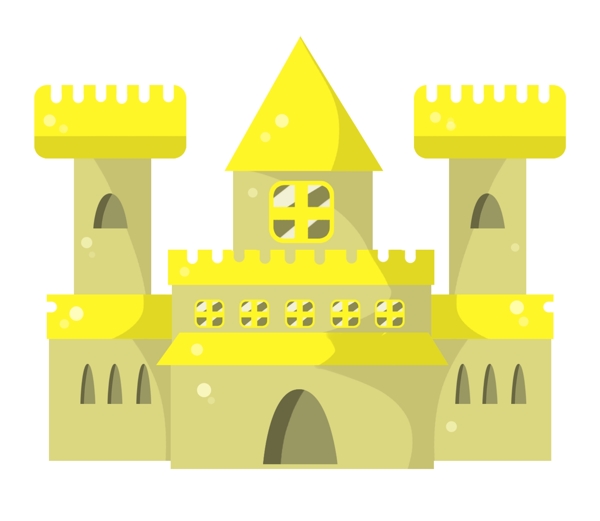黄色的城堡装饰插画