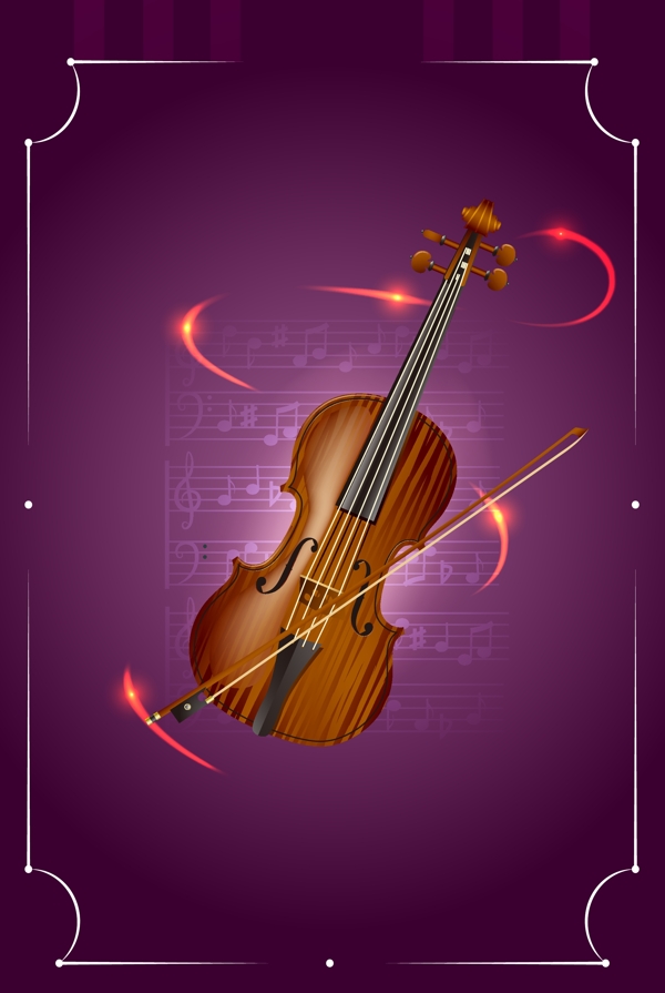 紫色绚丽小提琴音乐背景