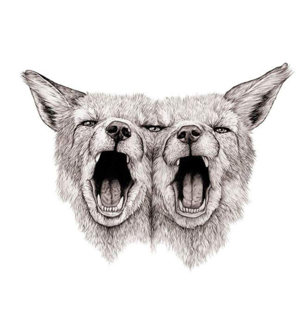 位图艺术效果手绘动物狼免费素材