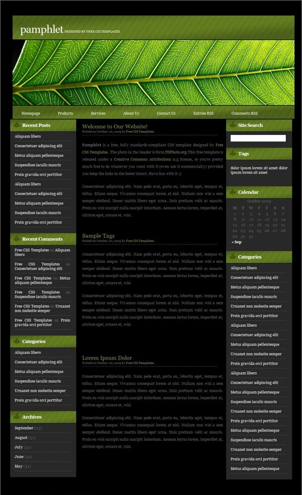 绿叶小册BLOG网页模板
