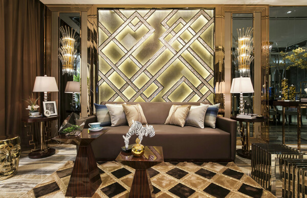 东南亚奢华时尚客厅沙发效果图
