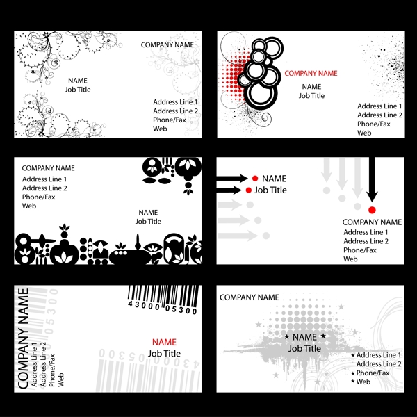 黑白个性矢量名片模板