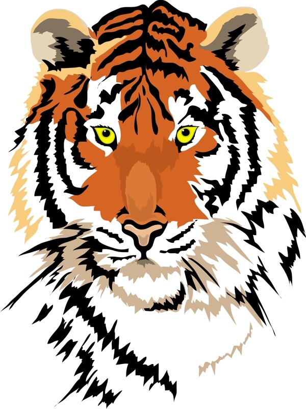 老虎头像图案绘画
