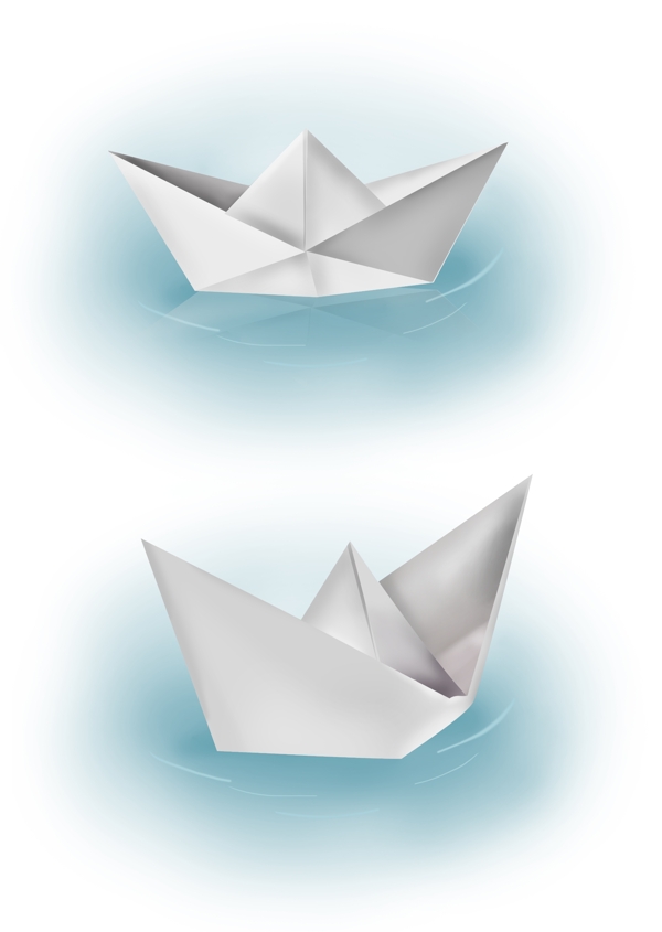 手绘白色折纸纸船