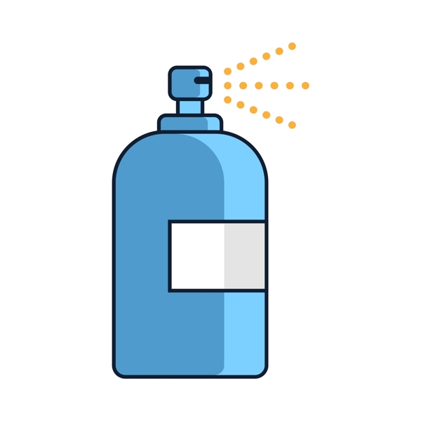 卡通蓝色瓶子喷剂矢量图标免抠图PNG