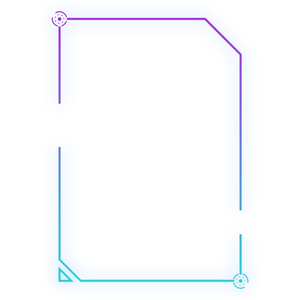 蓝紫色渐变发光现代几何方形科技边框
