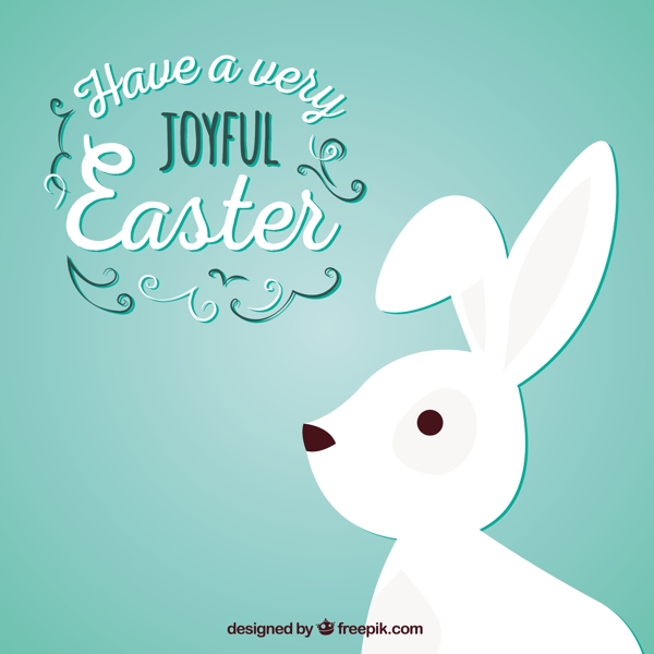 快乐的复活节与一只白色的兔子