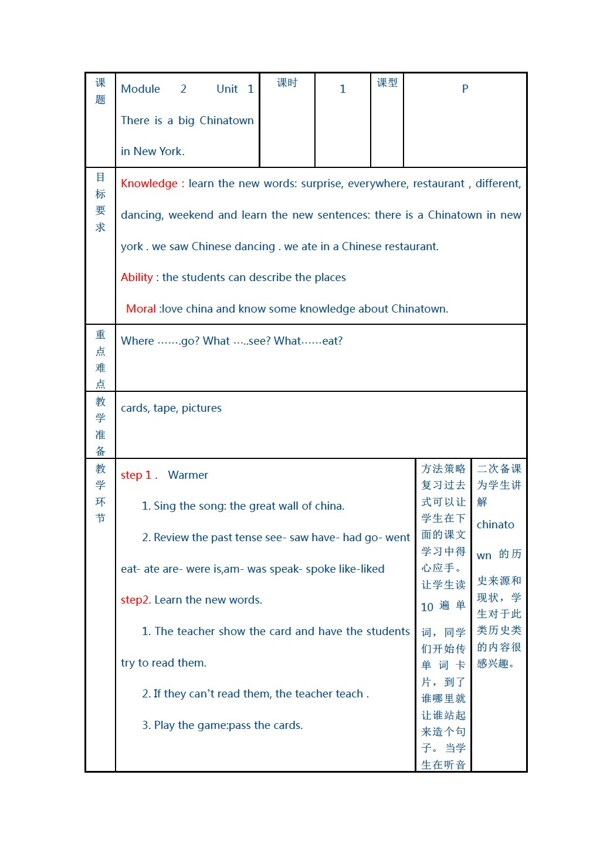 六年级上英语Module2Unit1ThereisabigChinatowninNewYork