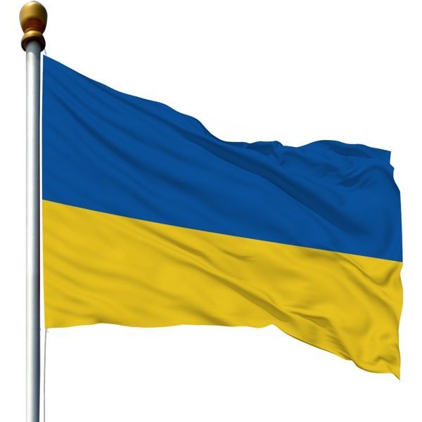 带旗杆的乌克兰国旗