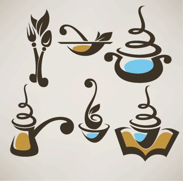6摘要咖啡食品矢量标志标志