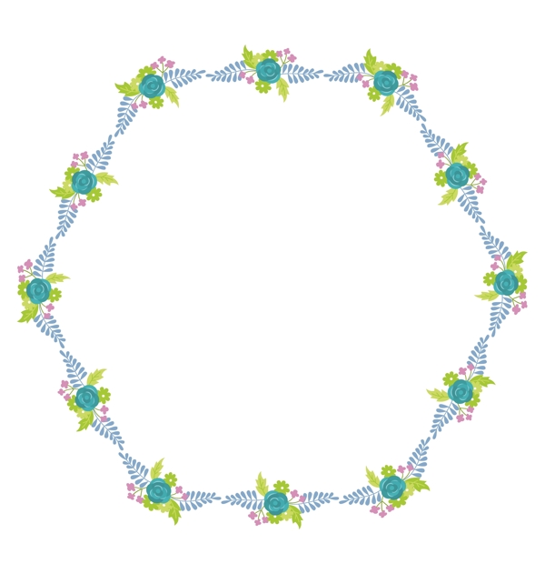 矢量卡通扁平化花卉装饰边框