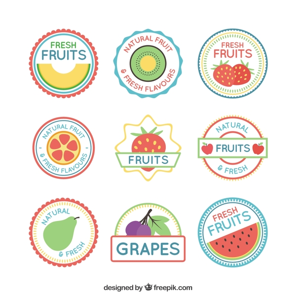水果图案标签图标平面设计素材