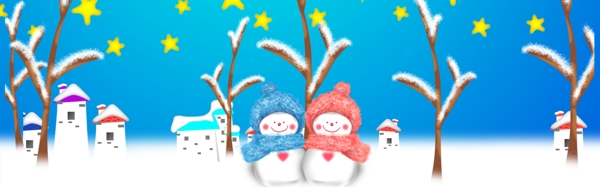 雪人冬季促销圣诞活动促销banner背景