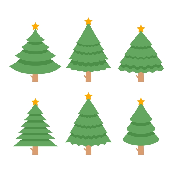 扁平绿色圣诞树免抠psd透明素材