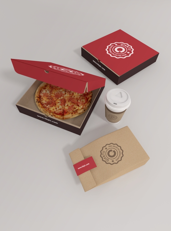 原创模型披萨盒子样机打包组合套装