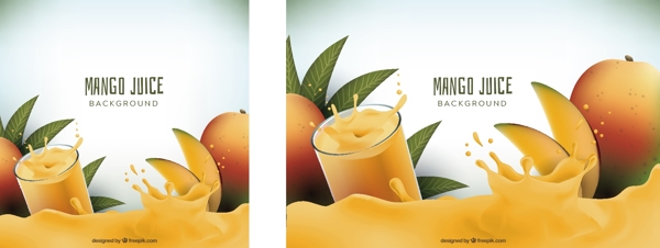 芒果汁写实背景素材