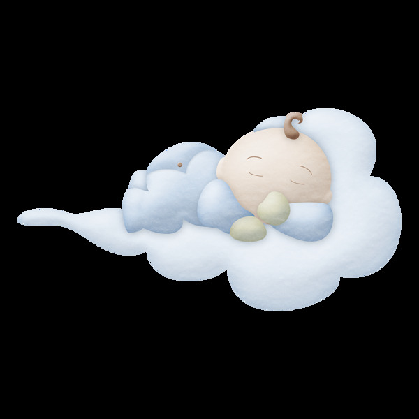 小宝宝睡着云朵上png元素