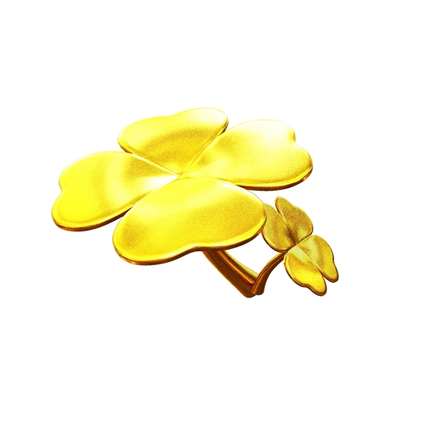 金色立体奢华金属锡箔纸通用装饰元素四叶草
