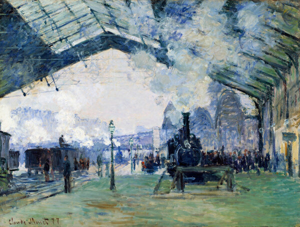 SaintLazareStationtheNormandyTrain1877法国画家克劳德.莫奈oscarclaudeMonet风景油画装饰画