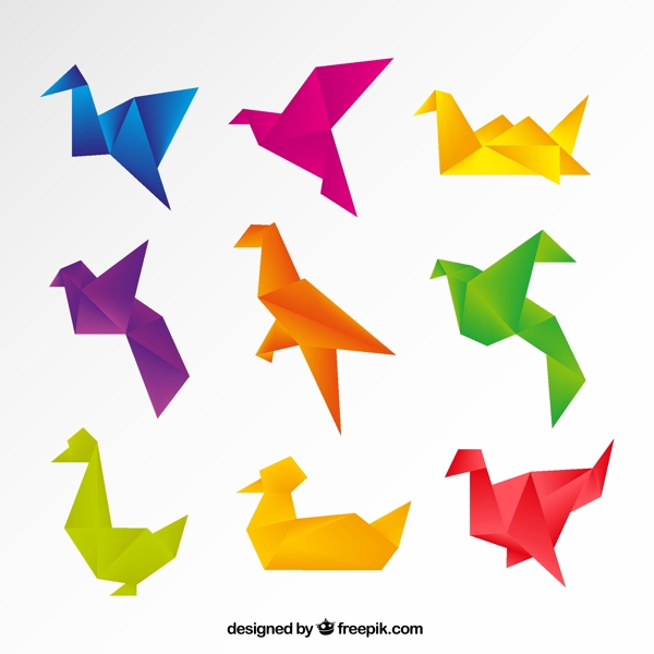 彩色折纸鸽子