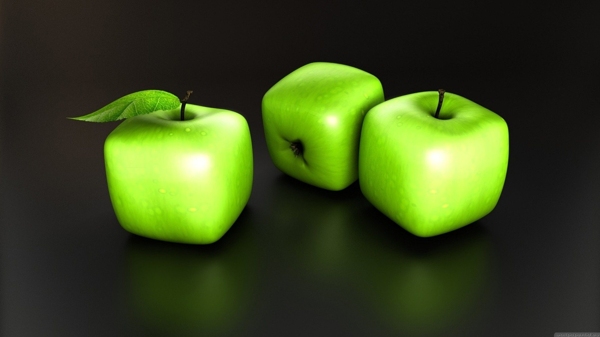 三维立体青苹果效果图