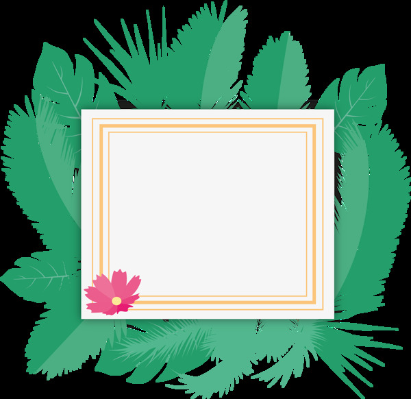 绿叶鲜花边框免抠png透明图层素材