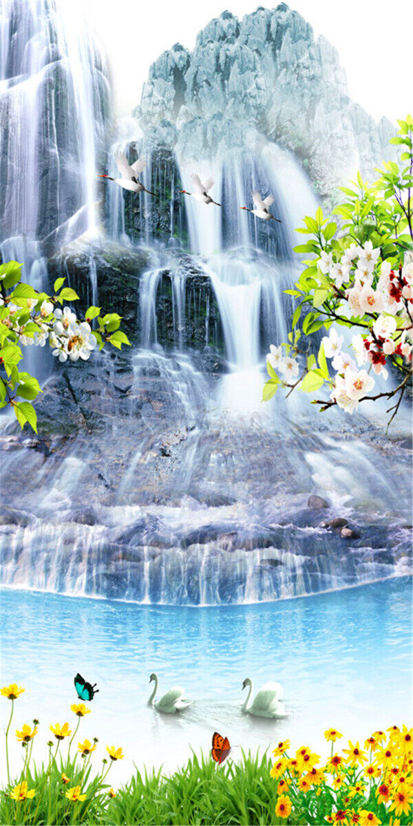 瀑布水流风景图片