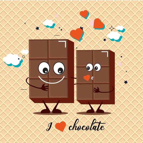可爱巧克力甜品插画