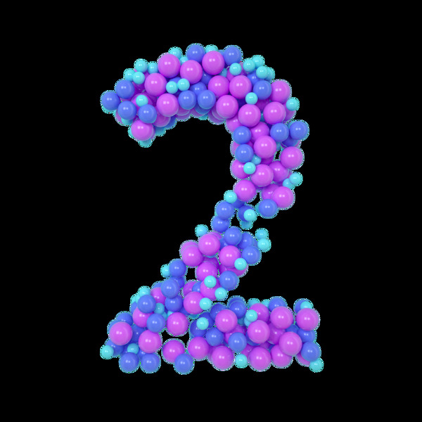 紫色气球数字2