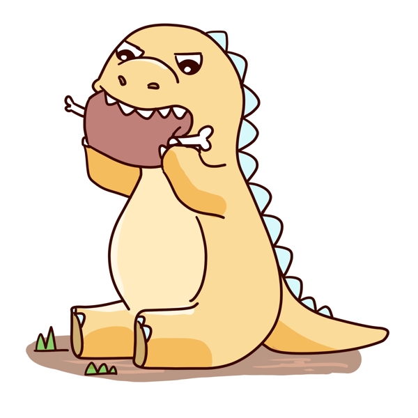 吃肉的小恐龙插画