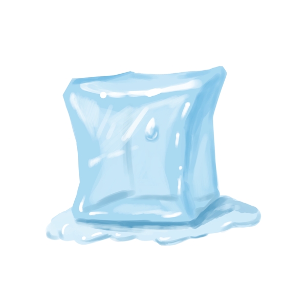 蓝色透明立体冰块