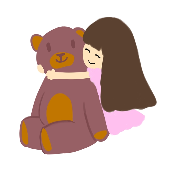 抱着泰迪熊的女孩
