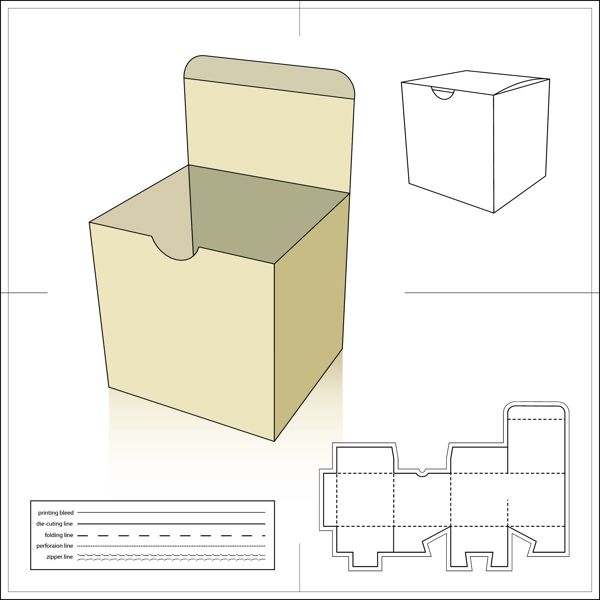 标准方形包装箱模板含刀模