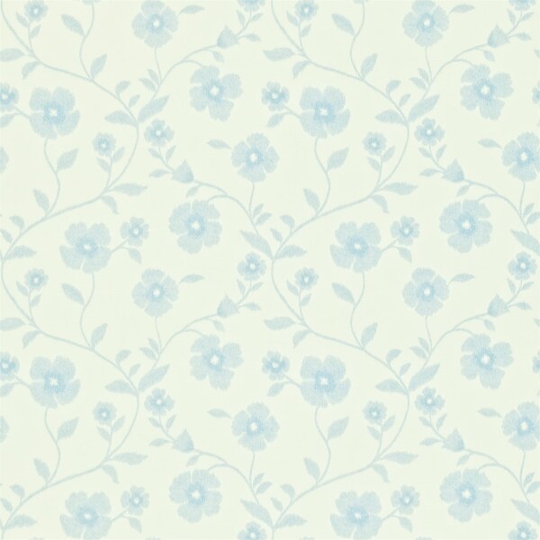 天蓝色花纹布艺壁纸图片