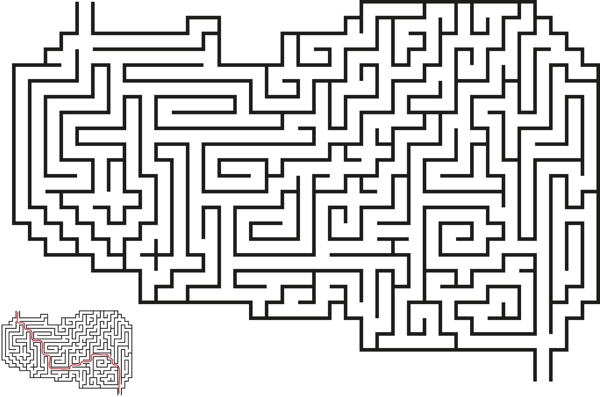 迷宫图案和线路解法图矢量素材