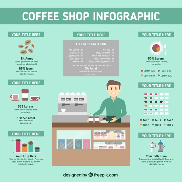 咖啡店infography模板