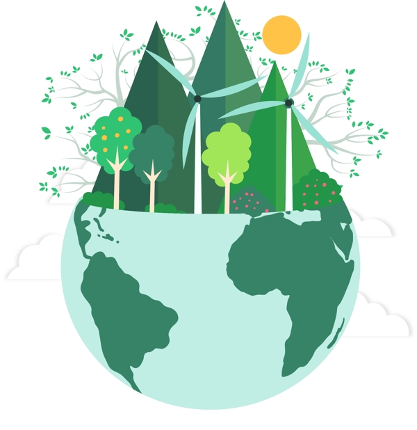 矢量绿色地球保护能源