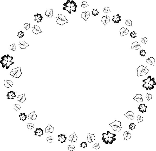 圆圈花朵黑白卡通手绘边框