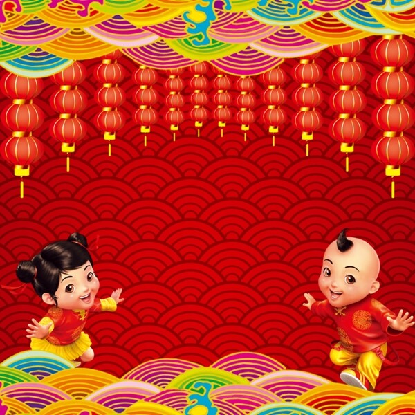 新年中国风纹理红色主图