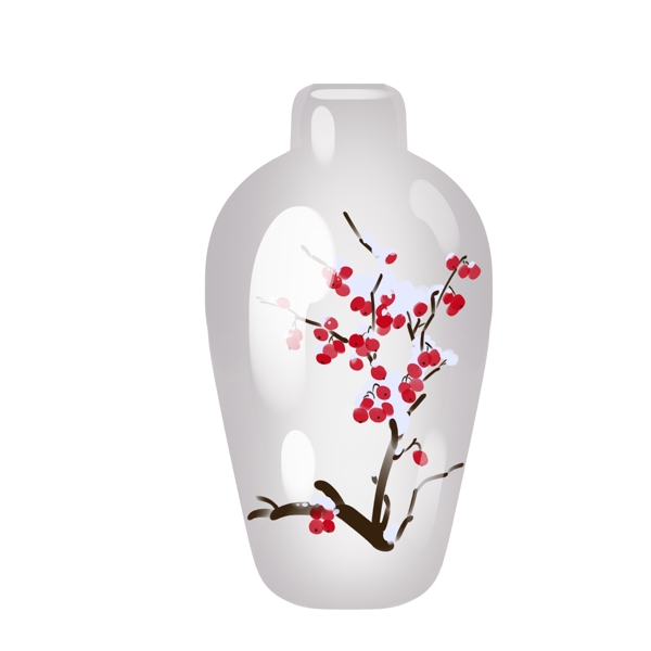 中国手绘陶瓷花瓶插画