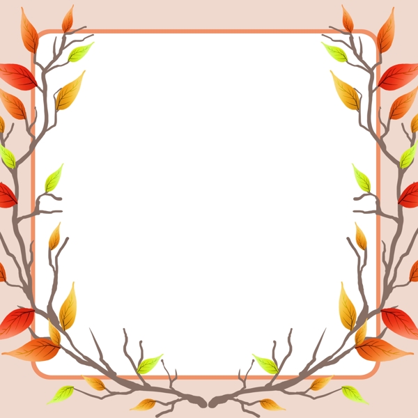 秋季植物边框插画