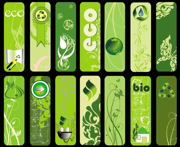 矢量素材的漂亮的绿色生活的横幅系列
